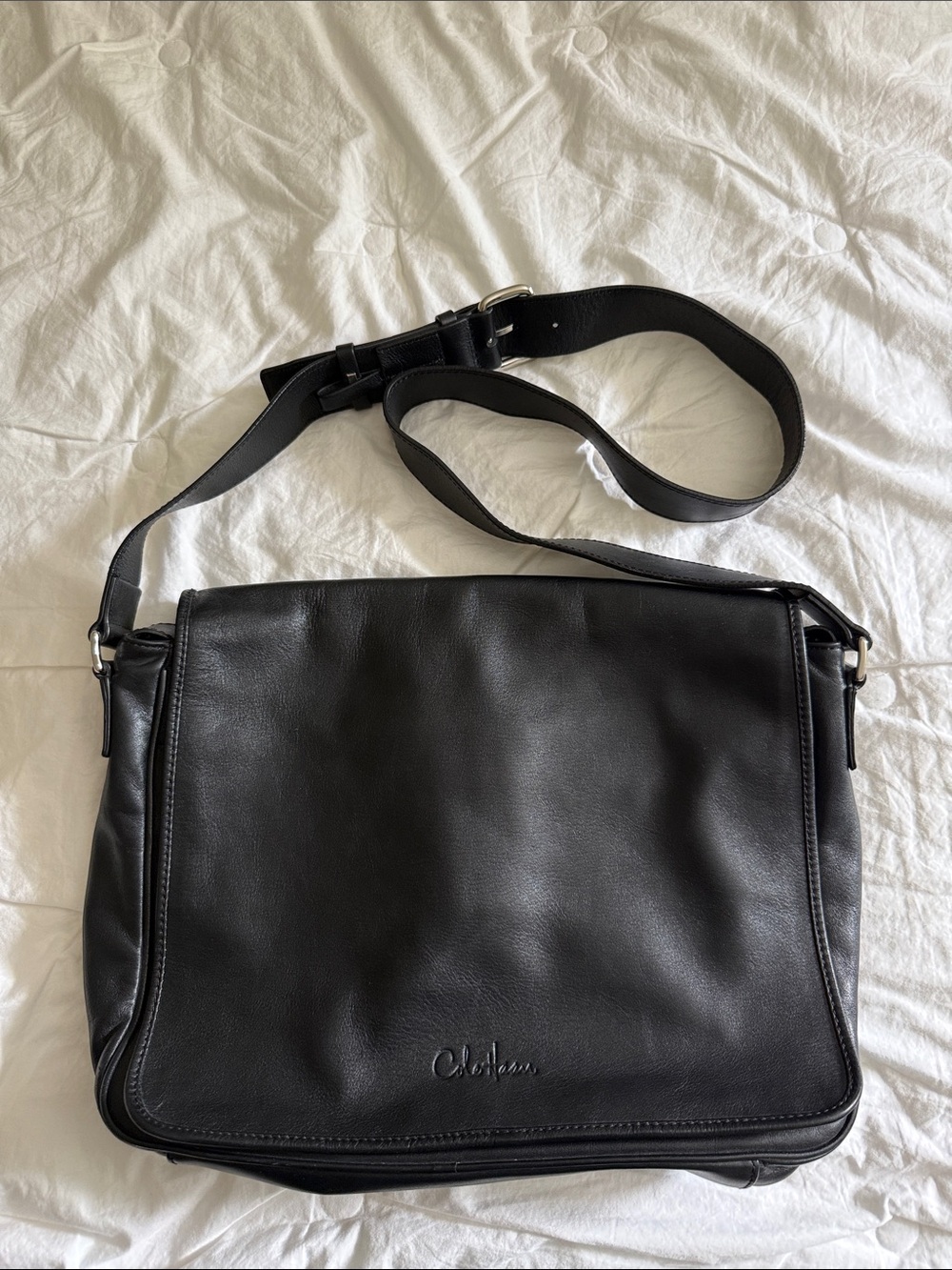 Cole Haan Black Leather Messenger Bag